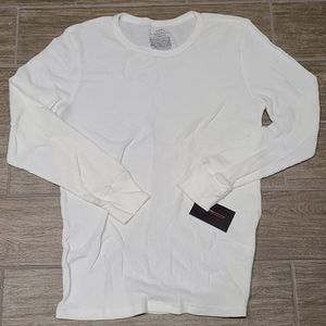 Alfani white thermal knit waffle shirt
